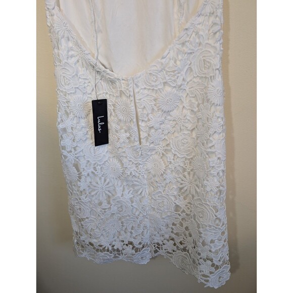Lulus Romance Language White Backless Lace Mini Dress Medium - Picture 9 of 13